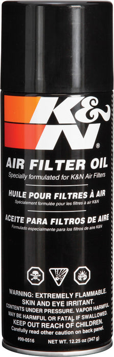 K&N Air Filter Oil: Aerosol; Restore Engine Air Filter Performance and Efficiency, 99-0516, 347g(12.25 Oz), Black