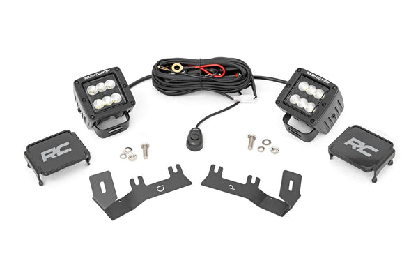 Rough Country Led Ditch Light Kit 2In Black Pair Flood Fits Chevy/GMC 1500 (14-18) 71053