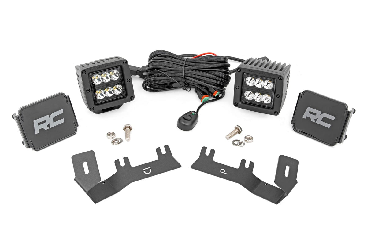 Rough Country Led Ditch Light Kit 2In Black Pair Spot Fits Chevy/GMC 1500 (14-18) 71052