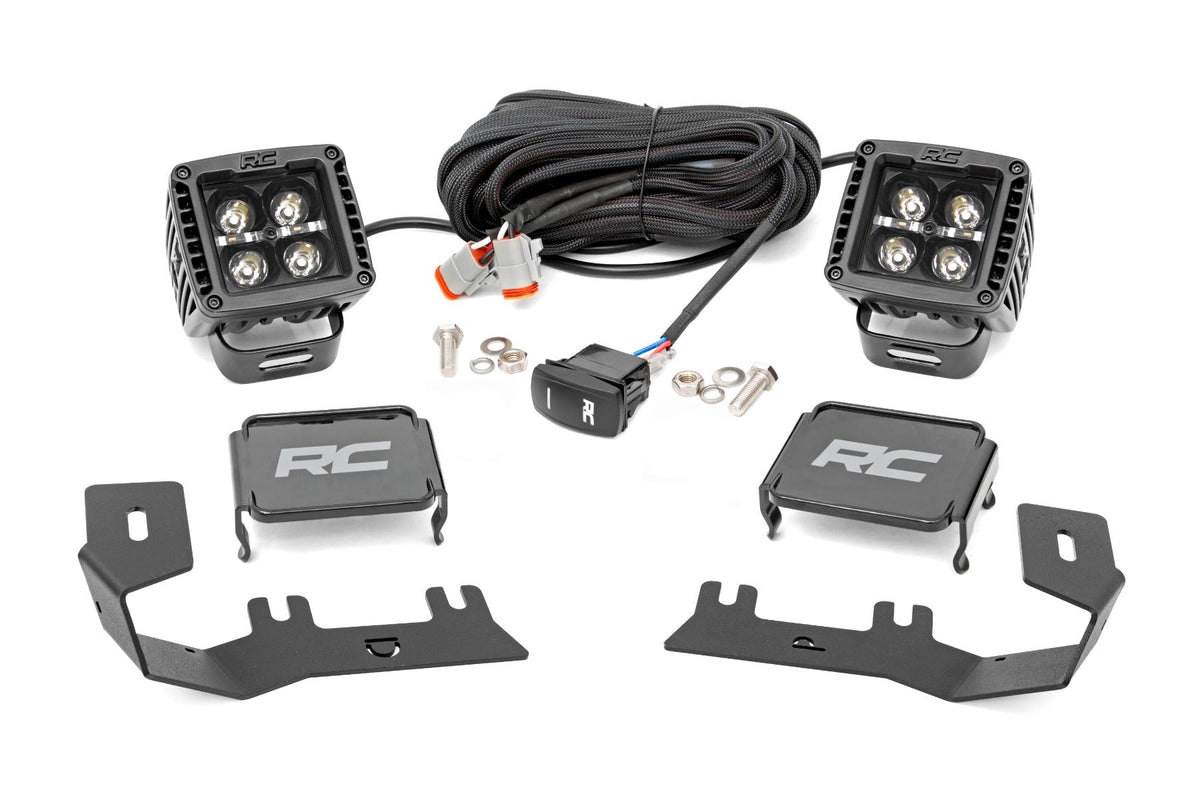Rough Country Led Ditch Light Kit 2In Black Pair Amber Drl Fits Chevy/GMC 1500 (14-18) 71055