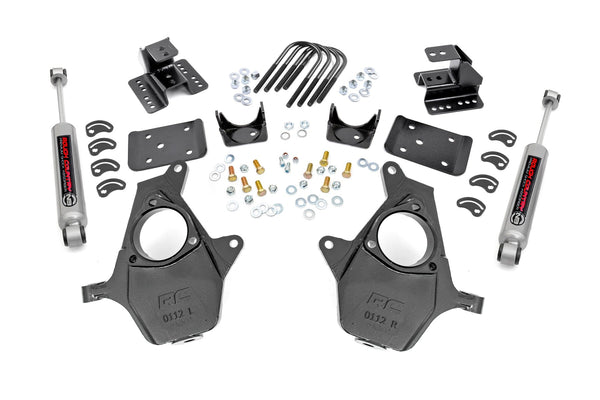 Rough Country 2 Inch Lowering Kit 4 Inch Rear Lowering Alum/Stamped Knuckle Fits Chevy/GMC 1500 (14-18) 71630