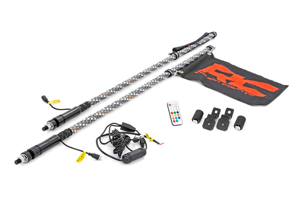 Rough Country Whip Mount Bed 4' Multl-Color Led Whip Pair Fits Polaris General/Ranger 1000/Ranger Xp 900/1000 93053
