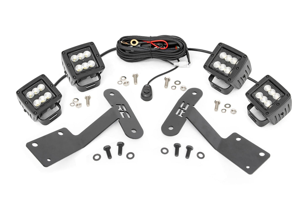 Rough Country LED Light Kit Ditch Mount Dual 2" Black Pairs Flood Fits toyotaTundra (14-21)