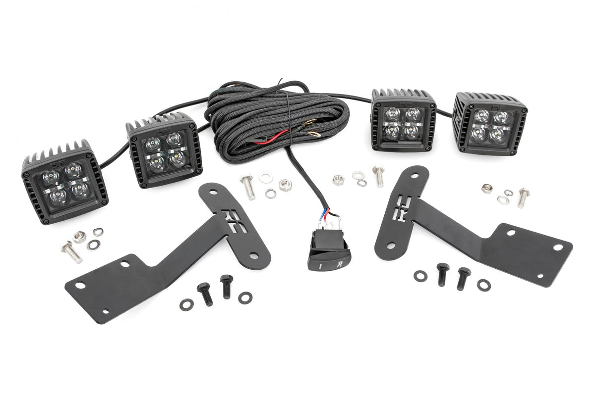 Rough Country LED Light Kit Ditch Mount Dual 2" Black Pairs Amber DRL Fits toyotaTundra (14-21) 70838