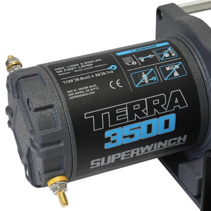 Superwinch 3500 LBS 12V DC 7/32 in x 32 ft Steel Rope Terra 3500 Winch Gray Wrinkle 1135260