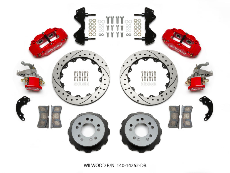 Wilwood Narrow Superlite 4R / MC4 Rear Kit 12.88 Drilled Red Currie Pro-Tour Unit Bearing Floater 140-14262-DR