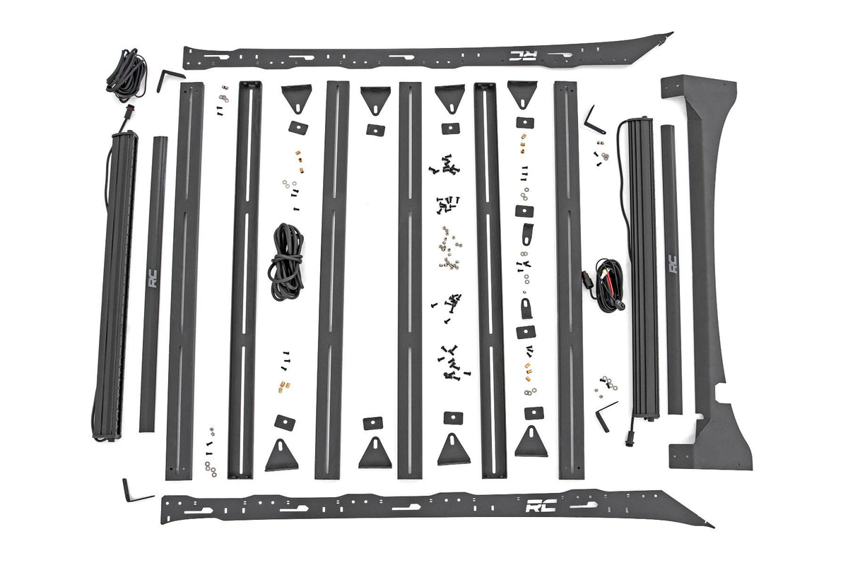 Rough Country Roof Rack Fr & Rr 40 Inch Single Row Blk Leds Fits Ford F-150 (15-18) 51022
