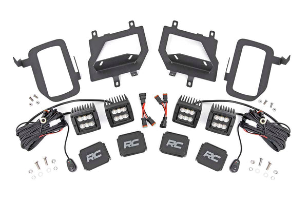 Rough Country Led Light Kit Fog Mount Dual 2" Black Pairs Spot/Flood Fits Ford F-150 (15-17) 70865