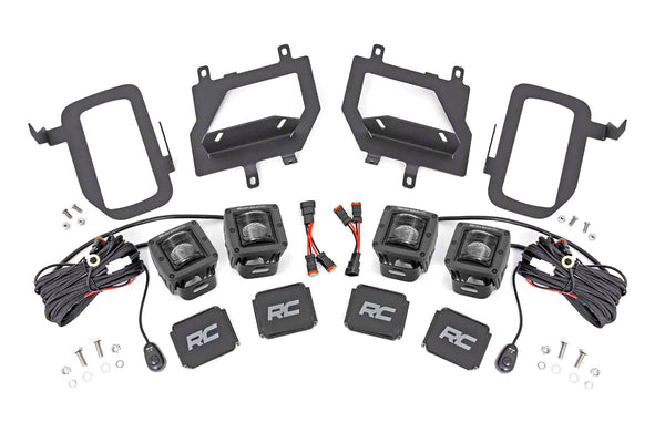 Rough Country Led Light Kit Fog Mount Dual 2" Black Pairs Sae Ford F-150 (15-17) 70831