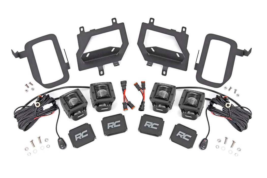 Rough Country Led Light Kit Fog Mount Dual 2" Black Pairs Sae Ford F-150 (15-17) 70831