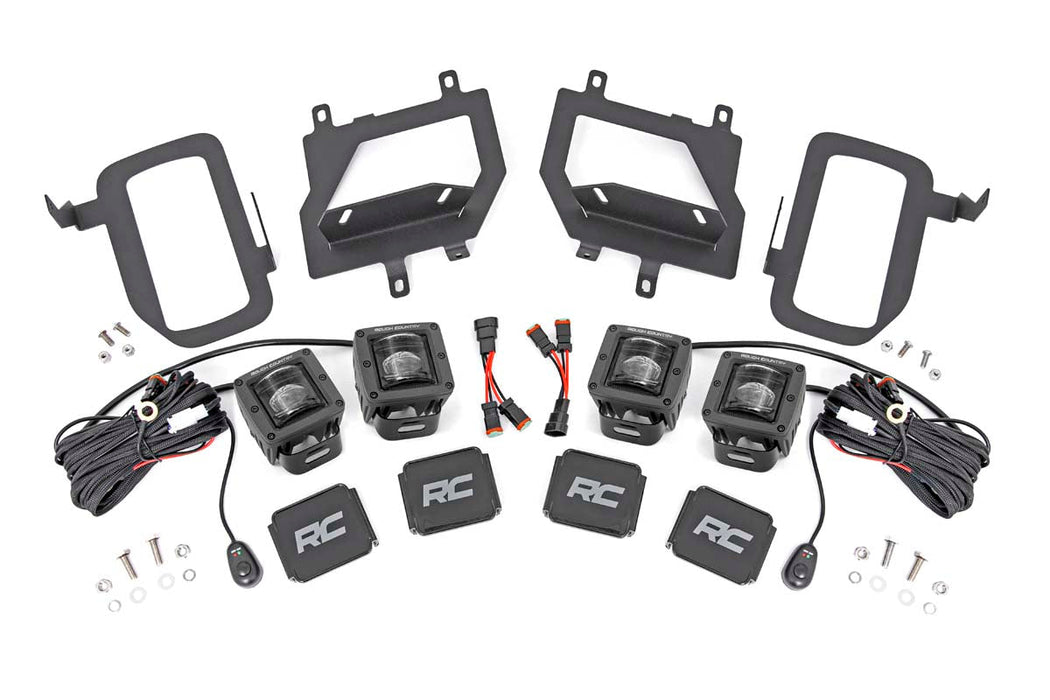 Rough Country Led Light Kit Fog Mount Dual 2" Black Pairs Sae Ford F-150 (15-17) 70831