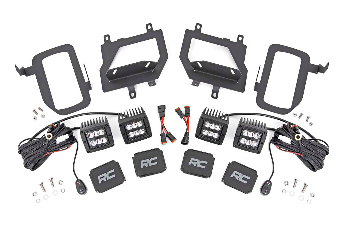 Rough Country Led Light Kit Fog Mount Dual 2" Black Pairs Spot Fits Ford F-150 (15-17) 70832