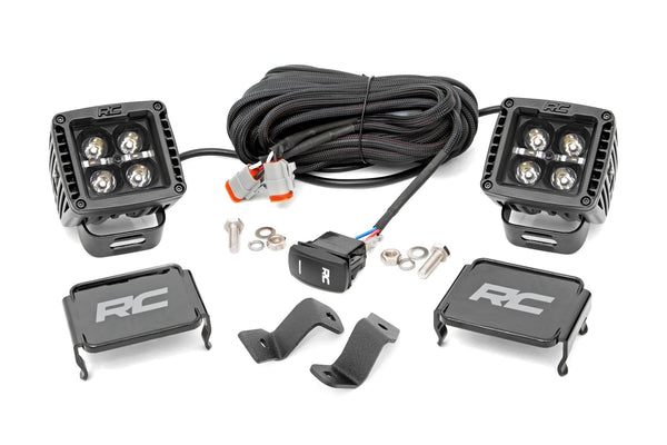 Rough Country Led Light Ditch Mount 2" Black Pair Amber Drl Fits Ford F-150 (15-23) 71032