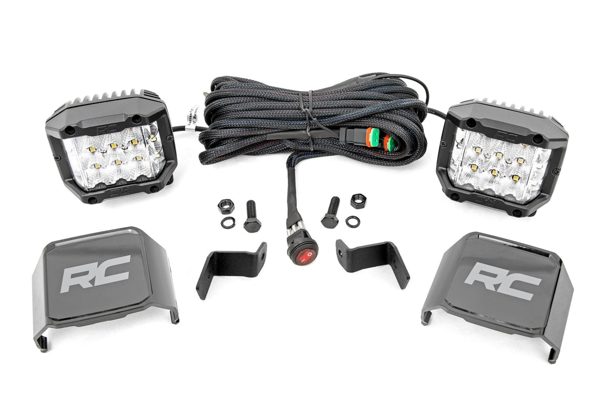 Rough Country Led Light Ditch Mount 2" Chrome Pair Wide Angle Fits Ford F-150 (15-23) 71033