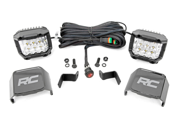 Rough Country Led Light Ditch Mount 2" Chrome Pair Wide Angle Fits Ford F-150 (15-23) 71033