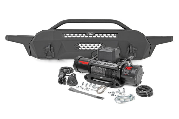 Rough Country Front Bumper High Clearance 12000-Lb Pro Series Winch Synthetic Rope Fits toyotaTacoma 4WD (16-23)