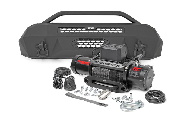 Rough Country Front Bumper Hybrid 9500-Lb Pro Series Winch Synthetic Rope Fits toyotaTacoma (16-23) 10714