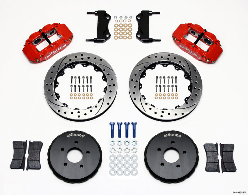 Wilwood Narrow Superlite 6R Front Hat Kit 13.06in Drill Red Compatible with Nissan 350Z/Fiti G35 140-9190-DR