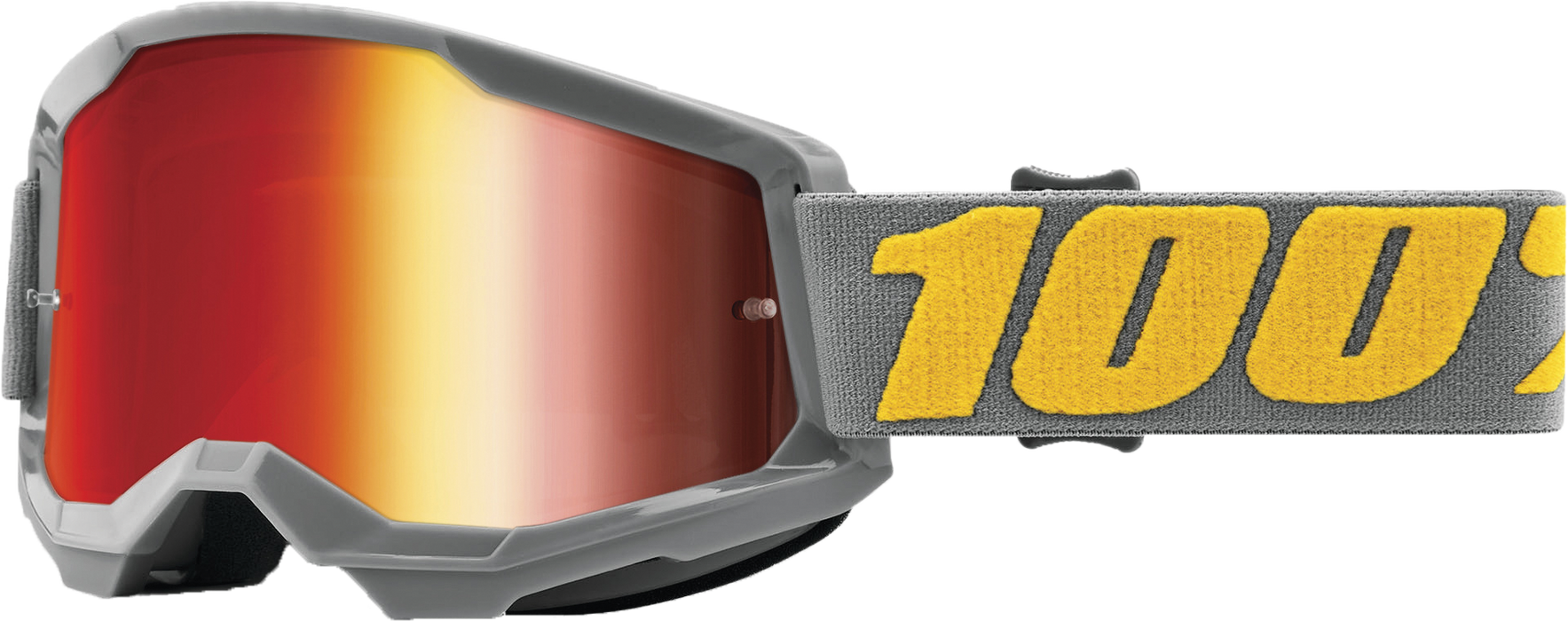 100% Strata 2 Motocross & Mountain Bike Goggles - MX and MTB Racing Protective Eyewear (Izipizi - Mirror Red Lens)