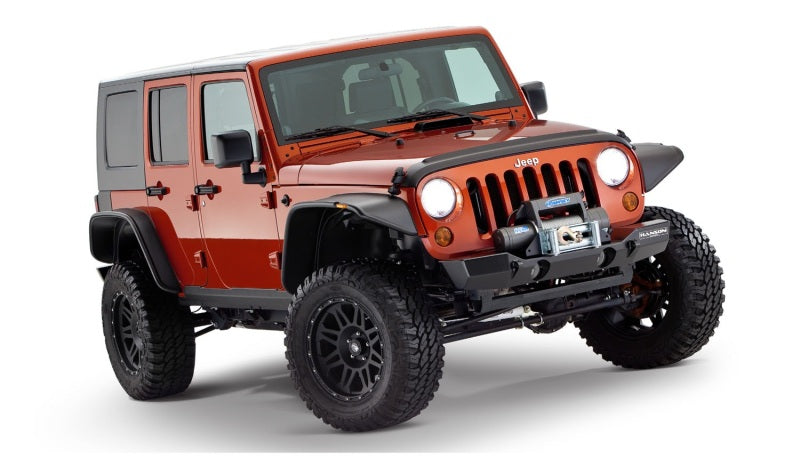 Bushwacker 07-18 compatible with Jeep Wrangler Unlimited Flat Style Flares 4pc 4-Door Sport Utility Only Black 10918-07