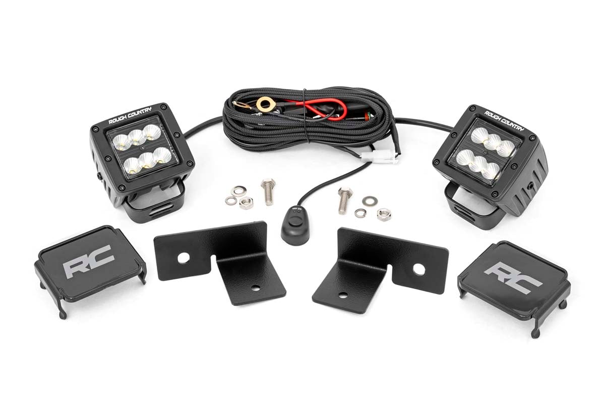 Rough Country Led Light Under Bed Mount 2" Black Pair Spot Fits Polaris General/General Xp 93031