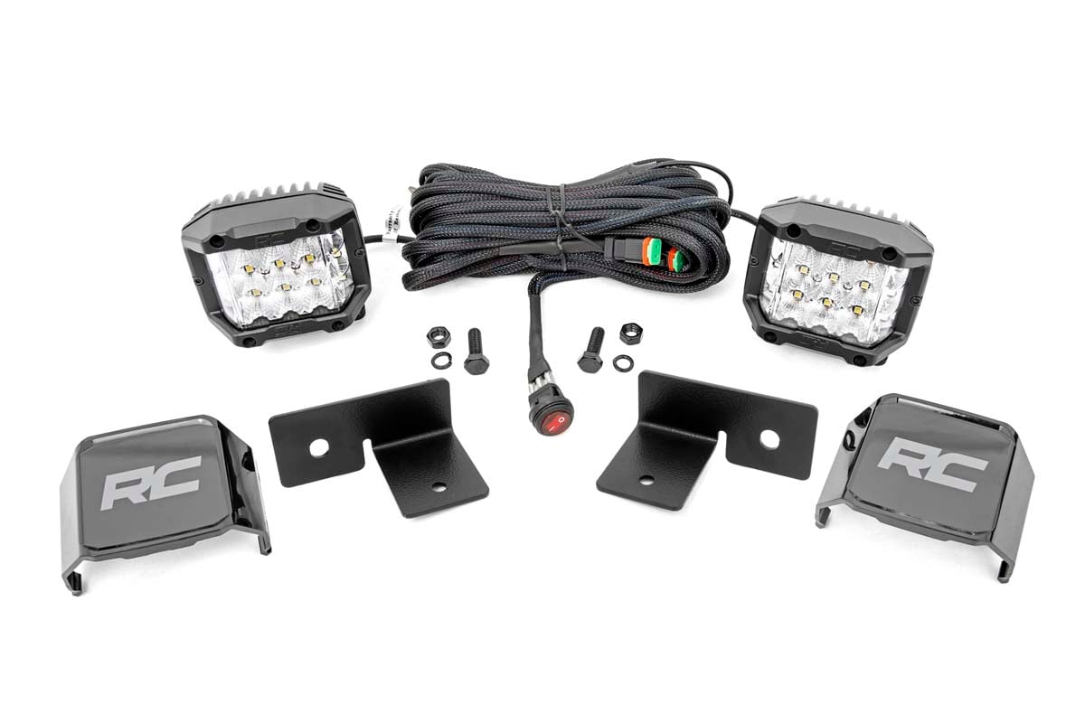 Rough Country Led Light Under Bed Mount 2" Chrome Pair Wide Angle Fits Polaris General/General Xp 93032