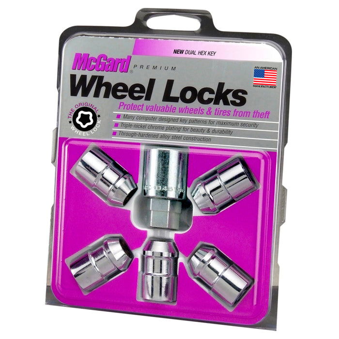 McGard Wheel Lock Nut Set 5pk. (Cone Seat) 1/2-20 / 3/4 &13/16 Dual Hex / 1.46in. Length Chrome 24538