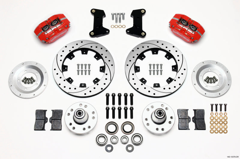 Wilwood Dynapro Dust-Boot Front Kit 12.19in Drilled Red 74-80 Pinto/Mustang II Disc Spindle only 140-13378-DR