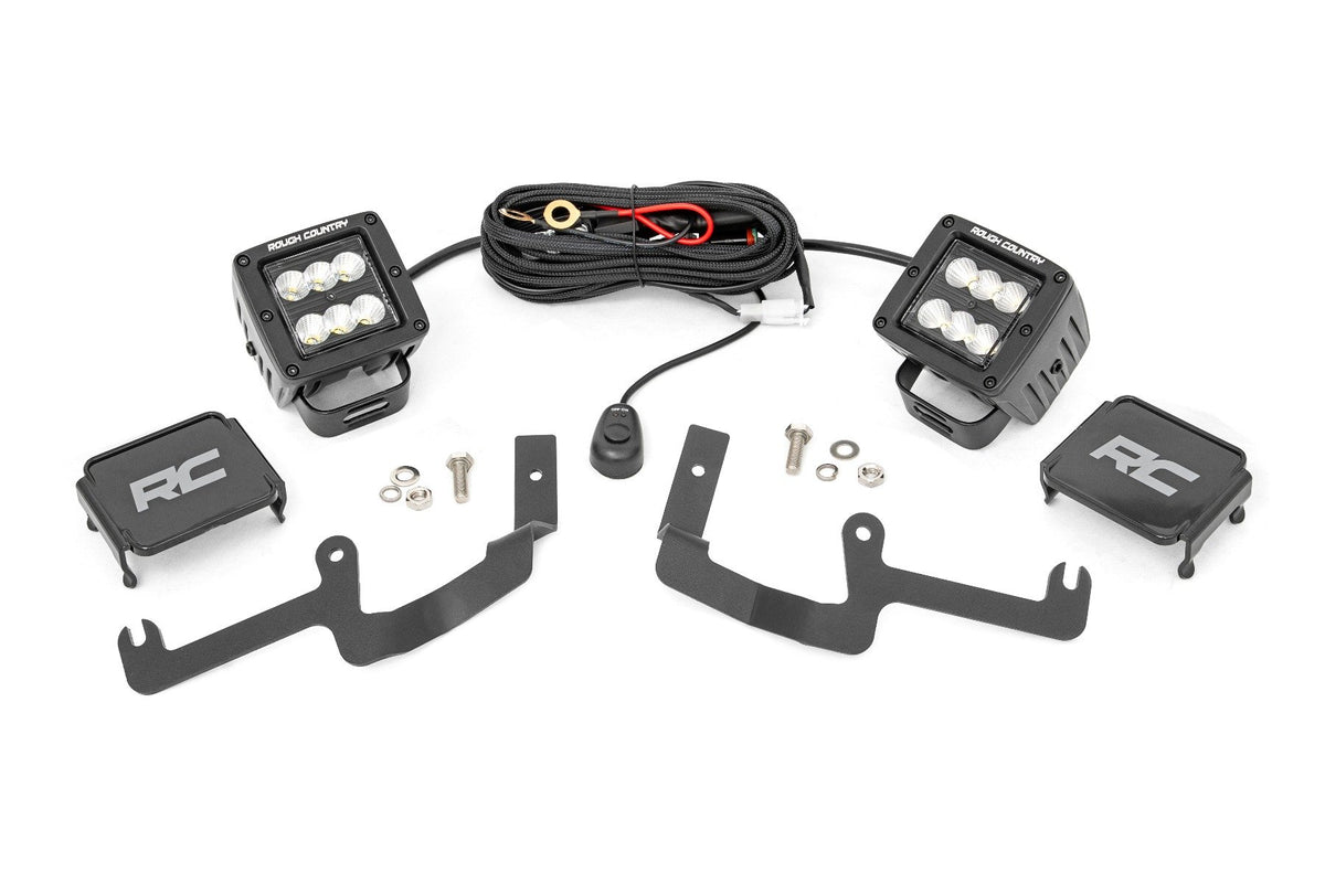 Rough Country Led Light Kit Ditch Mount 2" Black Pair Flood Fits Chevy Silverado 1500 (19-23) 70842