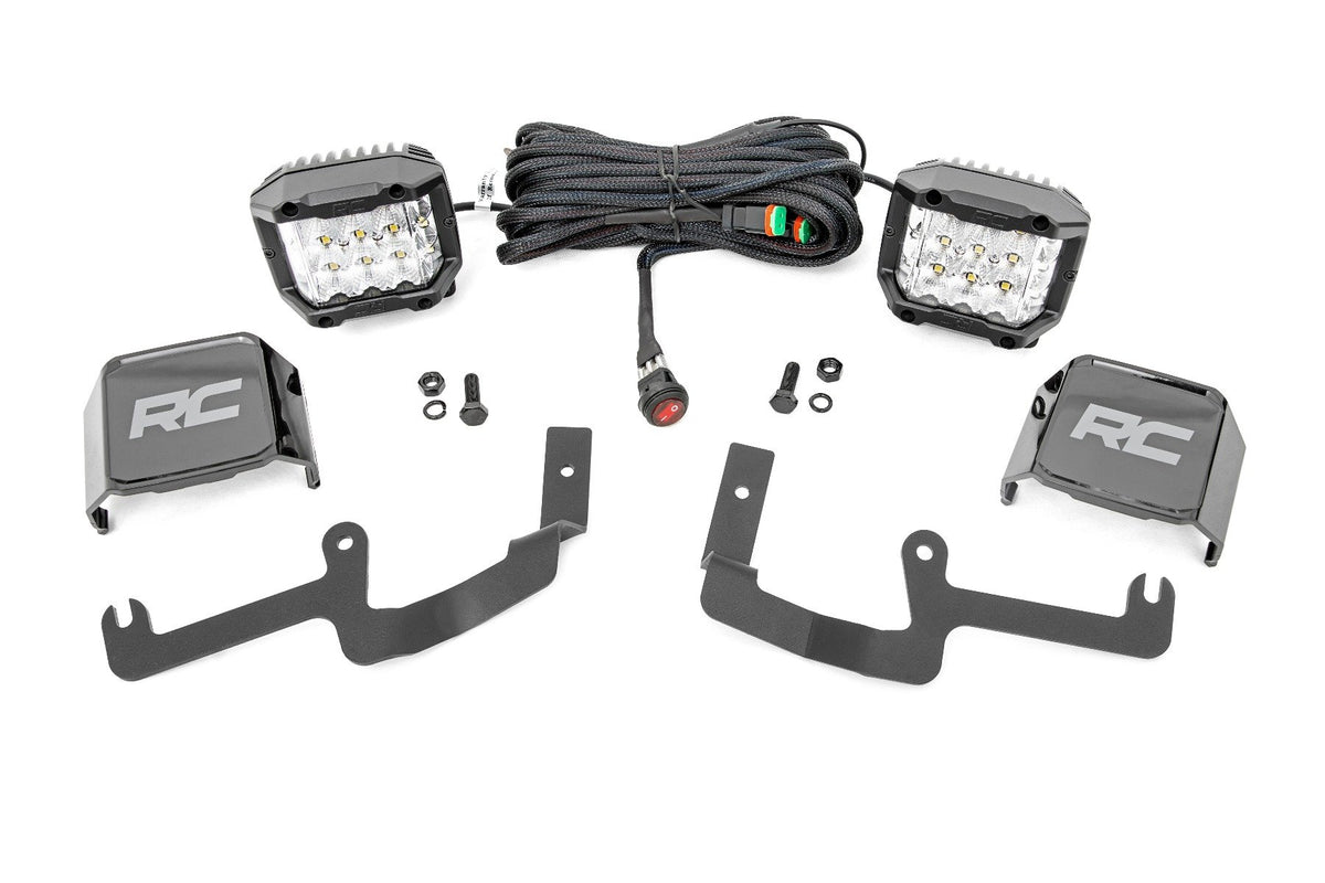 Rough Country Led Light Kit Ditch Mount 3" Osram Wide Fits Chevy Silverado 1500 (19-23) 70845