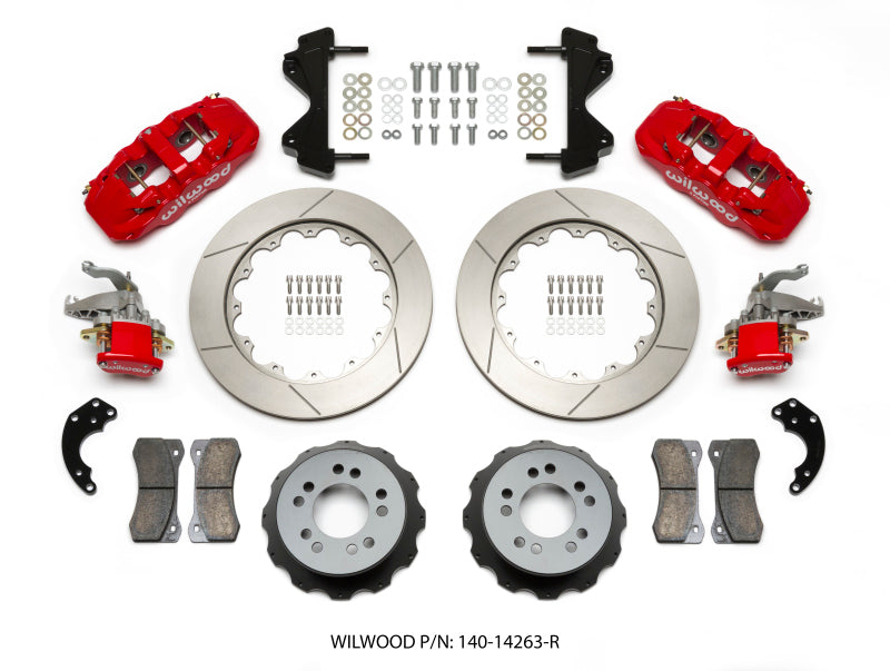 Wilwood AERO4 / MC4 Rear Kit 14.00 Red Currie Pro-Tour Unit Bearing Floater 140-14263-R