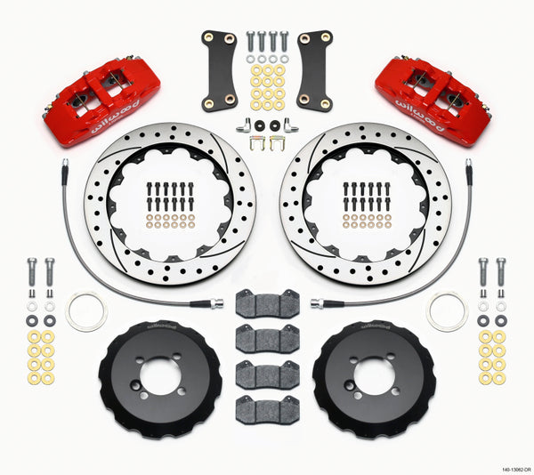 Wilwood Dynapro 6 Front Hat Kit 12.88in Drilled Red 2002-Up Mini Cooper w/ Lines 140-13062-DR