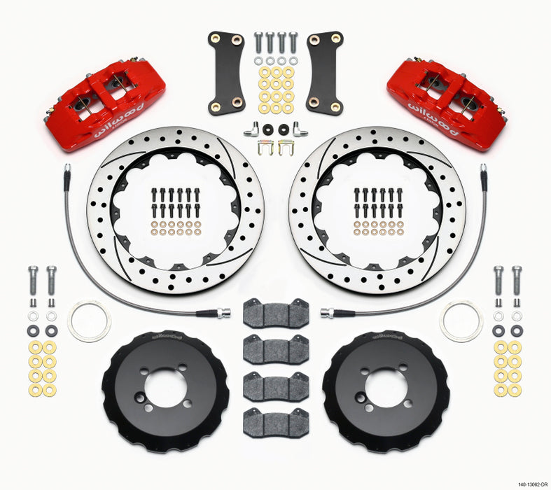 Wilwood Dynapro 6 Front Hat Kit 12.88in Drilled Red 2002-Up Mini Cooper w/ Lines 140-13062-DR