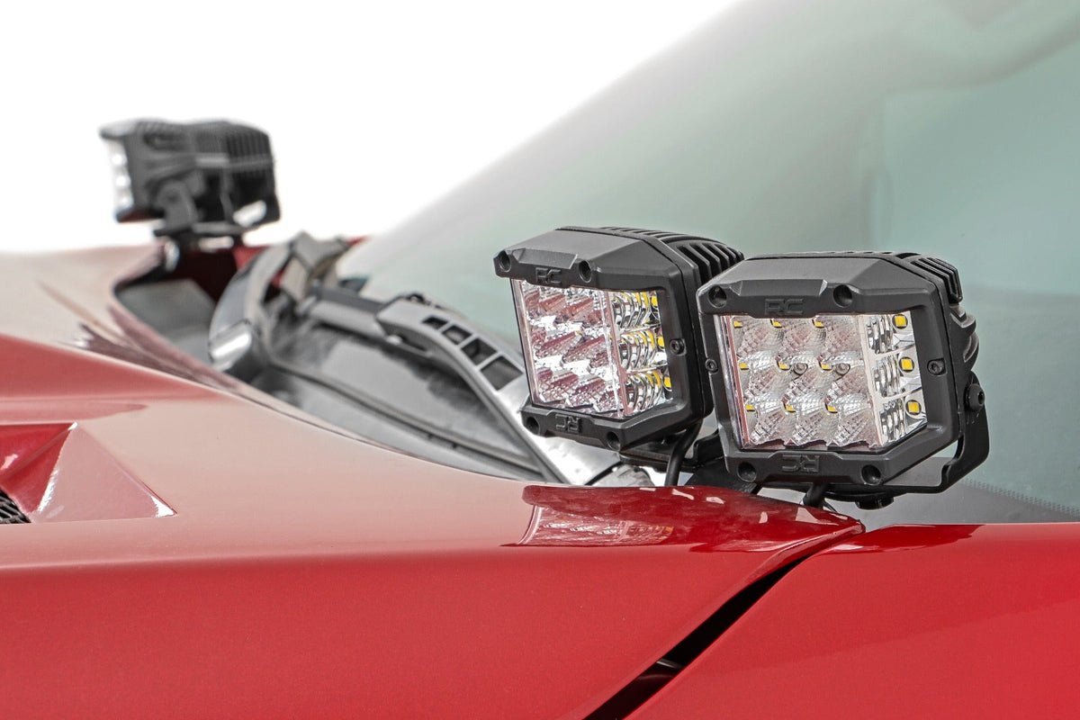 Rough Country LED Light Kit Ditch Mount Dual 2" Black Pairs White DRL Fits toyotaTundra (14-21) 70837