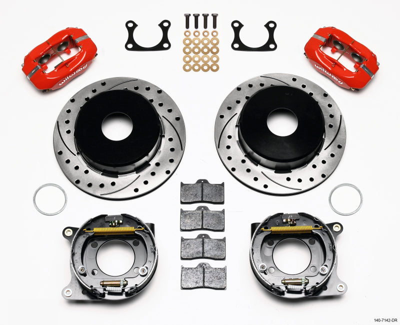 Wilwood Forged Dynalite P/S Park Brake Kit Drilled Red Big Ford 2.36in Offset Currie Blank 140-7142-DR