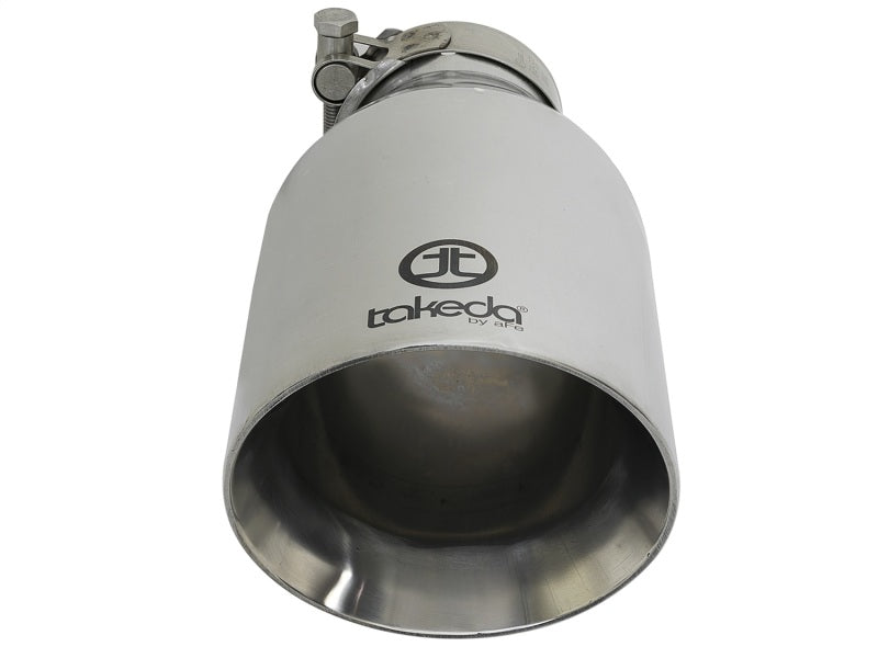 aFe Takeda 304 Stainless Steel Clamp-On Exhaust Tip 2.5in. Inlet / 4.5in. Outlet / 9in. L Polished 49T25454-P09