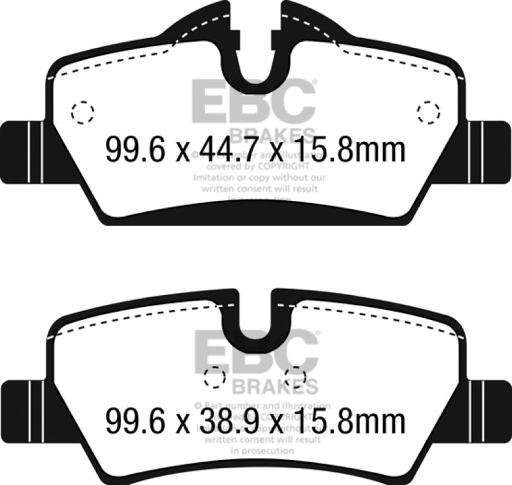 EBC 14+ Mini Hardtop 1.5 Turbo Cooper Ultimax2 Rear Brake Pads UD1800