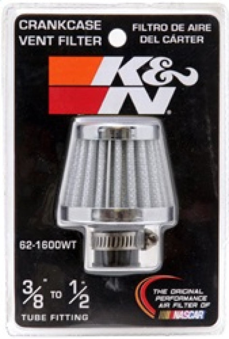 K&N 2in Base OD x .375in Flange ID x 1.75in H Rubber Base Crankcase Vent Filter White 62-1600WT