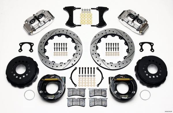 Wilwood Narrow Superlite 4R Rear P-Brk Kit 12.88in Drill Polish Big Ford New Style 2.36in Offset 140-9218-DP