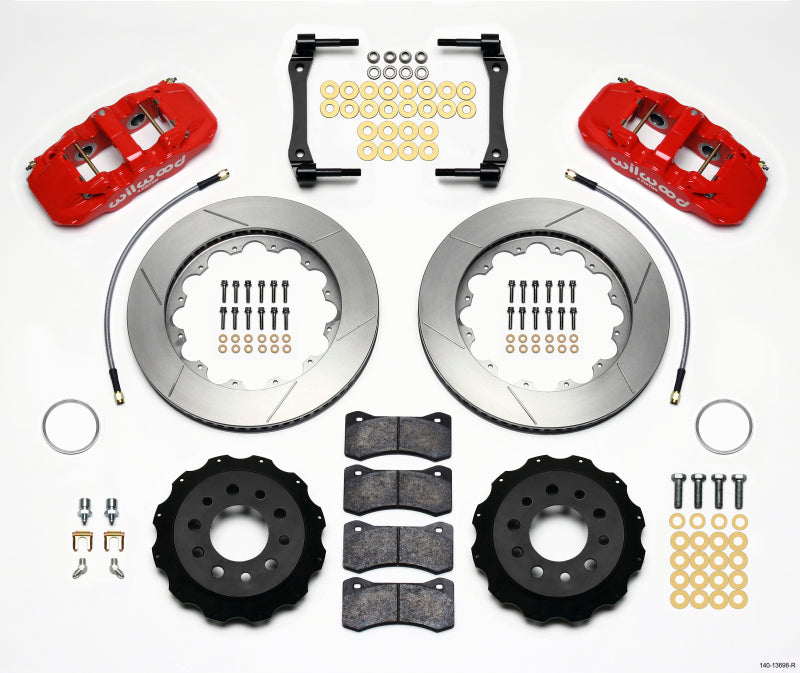 Wilwood AERO4 Rear Kit 14.25in Red 2014-Up Corvette C7 w/Lines 140-13698-R