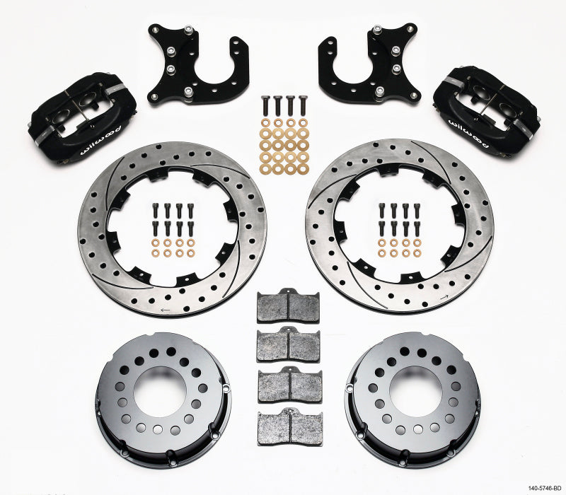 Wilwood Forged Dynalite P/S Rear Kit Drilled Rotor Chevy 12 Bolt-Spec 3.15in Brng 140-5746-BD