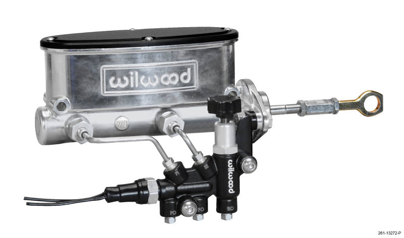 Wilwood HV Tandem M/C Kit w L/H Bracket & Prop Valve 7/8in Bore Ball Burn.-W/Push 261-13272-P