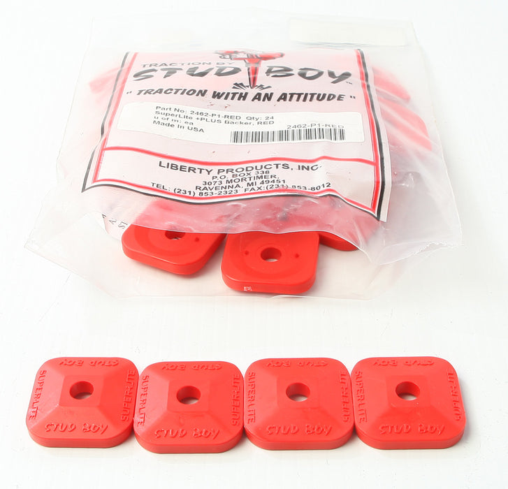 Stud Boy Super-Lite Plus Backers Red 24/Pk 2462-P1-RED