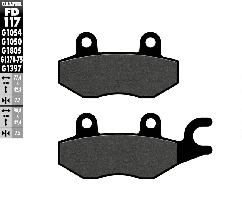 Galfer Semi-Metallic Brake Pads (Front Right G1054) Compatible With 08-13 KAWASAKI TERYX750