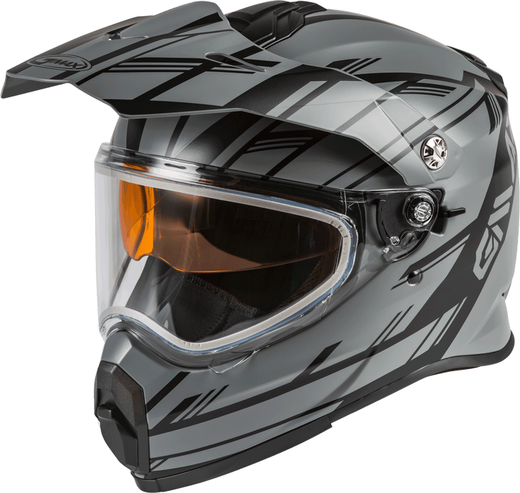 GMAX AT-21S Adventure Dual Lens Shield Snow Helmet (Matte Grey/Black, Large)