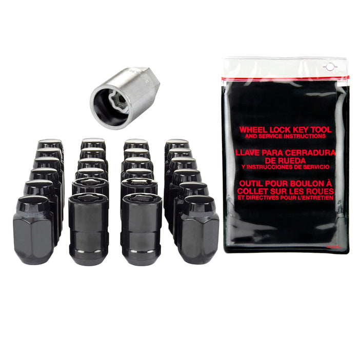 McGard 6 Lug Hex Install Kit w/Locks (Cone Seat Nut) M12X1.5 / 13/16 Hex / 1.5in. Length Black 84658