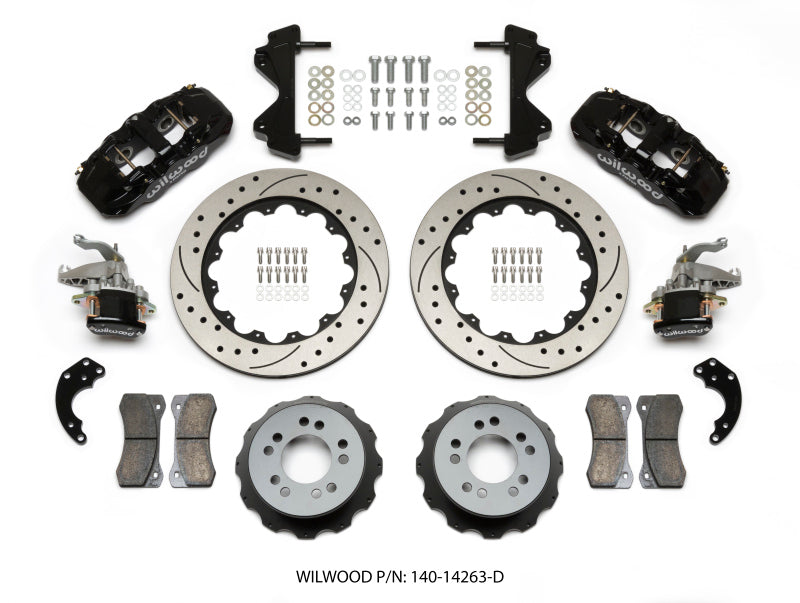 Wilwood AERO4 / MC4 Rear Kit 14.00 Drilled Currie Pro-Tour Unit Bearing Floater 140-14263-D