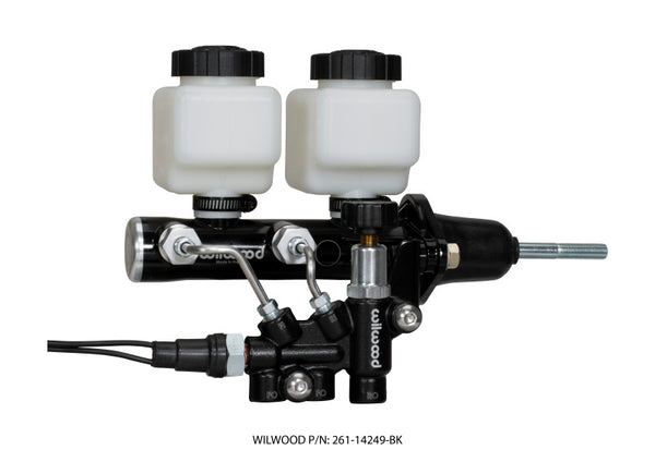 Wilwood Tandem Remote M/C Kit w L/H Brkt & Prop Valve 7/8in Bore Black-W/Pushrod 261-14249-BK