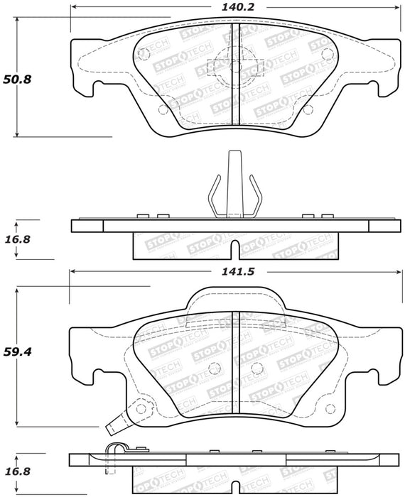 StopTech Street Brake Pads Rear 308.1498