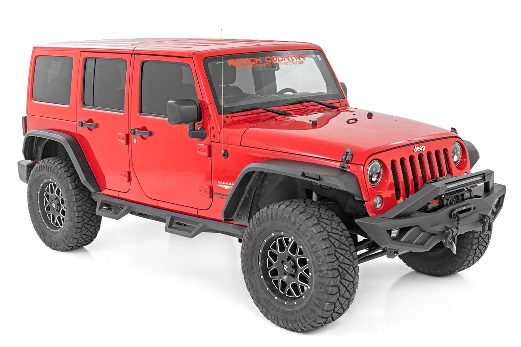 Rough Country High Clearance Led Flat Fender Flare Kit Uv Treated compatible with Jeep Wrangler Jk (07-18) 99037